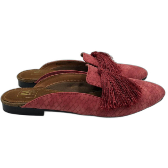 Mark Jenkins Women's Pink Slip on Mules Tasseled 7/37 Pointed Toe Flats Comfort - Picture 5 of 13